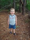 Nathan Poses at a rest stop on the way home